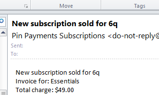 Email notification of our first customer