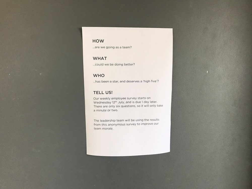 Example of communicating you are using pulse survey software