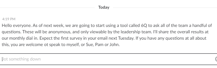 Announcing employee survey by Slack