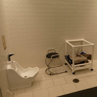 An office-based foot-washing station.